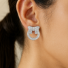 925 Sterling Silver Bow Hoop Stud Earrings with CZ Accents