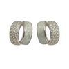 925 Silver Chunky Half-Hoop Earrings with Frosted Enamel & CZ Pavé