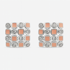 925 Silver Mosaic Stud Earrings with Black Enamel & CZ Accents