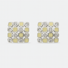 925 Silver Mosaic Stud Earrings with Black Enamel & CZ Accents