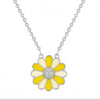925 Sterling Silver Daisy Flower Pendant Necklace in Yellow & Ivory Enamel