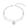 925 Silver Double Chain Bracelet with Snowflake CZ Charm
