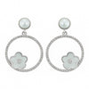 925 Silver Hoop Earrings with Pearl Stud & Enamel Floral Charm