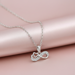 925 Sterling Silver Infinity Heart Necklace with CZ Accents