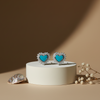 925 Sterling Silver Heart Stud Earrings with Turquoise Enamel & CZ Halo