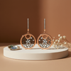 925 Sterling Silver Rose Gold Drop Earrings with Web-Inspired Openwork & CZ Accents