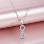 925 Sterling Silver Infinity Pendant Necklace with CZ Stones