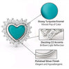 925 Sterling Silver Heart Stud Earrings with Turquoise Enamel & CZ Halo