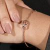 925 Silver Rose Gold Plated Interlocking Circle Bracelet with CZ Stones
