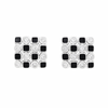 925 Silver Mosaic Stud Earrings with Black Enamel & CZ Accents
