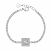 925 Silver Tennis Bracelet with Princess-Cut CZ Center & Adjustable Chain