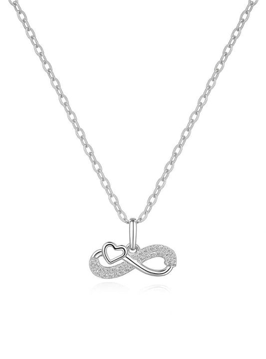 925 Sterling Silver Infinity Heart Necklace with CZ Accents