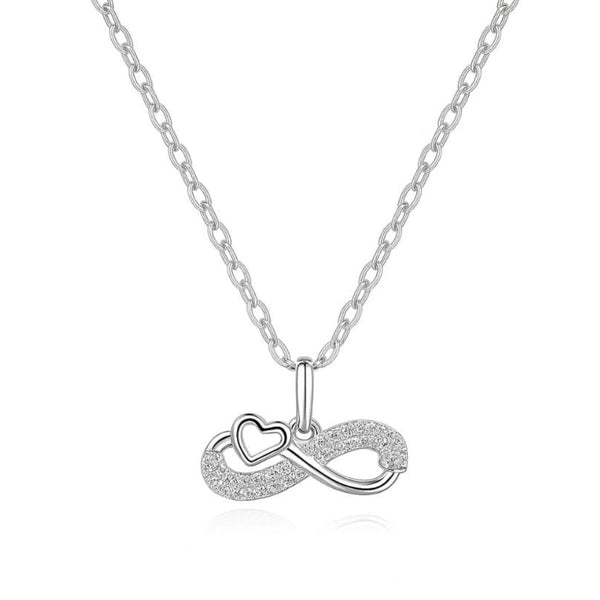 925 Sterling Silver Infinity Heart Necklace with CZ Accents