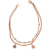 925 Sterling Silver Rose Gold Plated Double Chain Bracelet with Snowflake & Star Charms