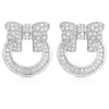 925 Sterling Silver Bow Hoop Stud Earrings with CZ Accents