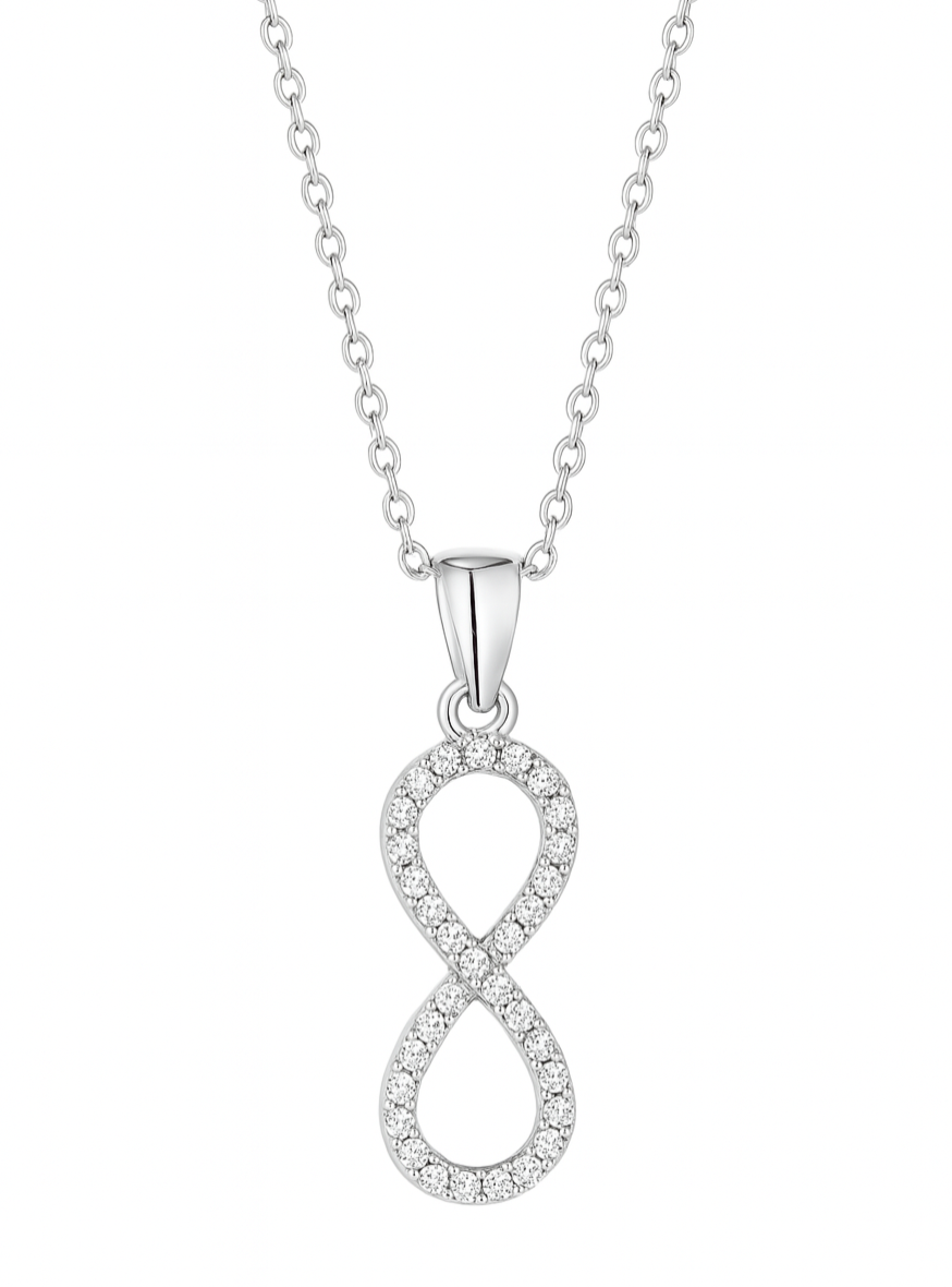925 Sterling Silver Infinity Pendant Necklace with CZ Stones