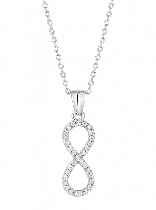 925 Sterling Silver Infinity Pendant Necklace with CZ Stones