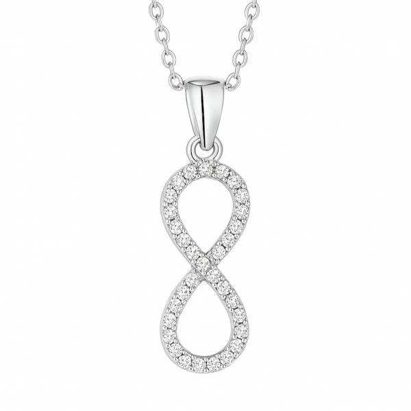 925 Sterling Silver Infinity Pendant Necklace with CZ Stones