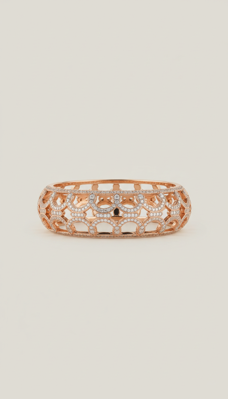 Blush gold openwork cuff with pavé diamonds