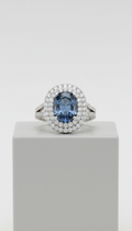 Bespoke sapphire and diamond cocktail ring in platinum