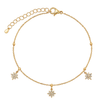 Rose Gold Plated 925 Silver Star Charm Bracelet with CZ & Bead Accents