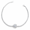 925 Silver Tennis Bracelet with Heart-Shaped CZ Center