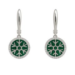 925 Silver Snowflake Drop Earrings with Blue Enamel & CZ Halo
