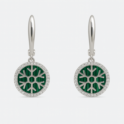 925 Silver Snowflake Drop Earrings with Blue Enamel & CZ Halo