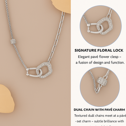 925 Sterling Silver Designer Cloud Link Necklace with CZ Accents