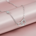 925 Sterling Silver Designer Cloud Link Necklace with CZ Accents