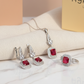 925 Silver Ruby Red Stone Jewelry Set with Pendant Necklace, Earrings & Ring size (  ruby 6 number , sapphire 8 number )