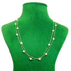 925 Sterling Silver Double Layer Pearl Necklace | Elegant Layered Chain Jewelry