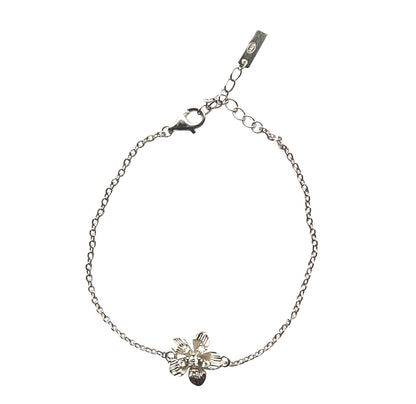 925 Silver Floral Jewelry Set – Necklace, Earrings, Bracelet & Ring(6 no.) with Cubic Zirconia