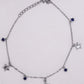 925 Sterling Silver Star Charm Anklet with Colored Stones – Elegant Minimal Jewelry for Women ( single)