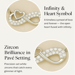 925 Sterling Silver Infinity Heart Necklace with CZ Accents