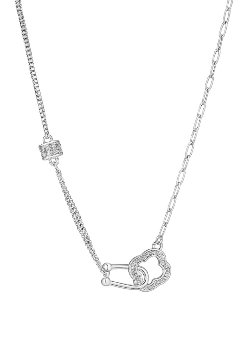925 Sterling Silver Designer Cloud Link Necklace with CZ Accents