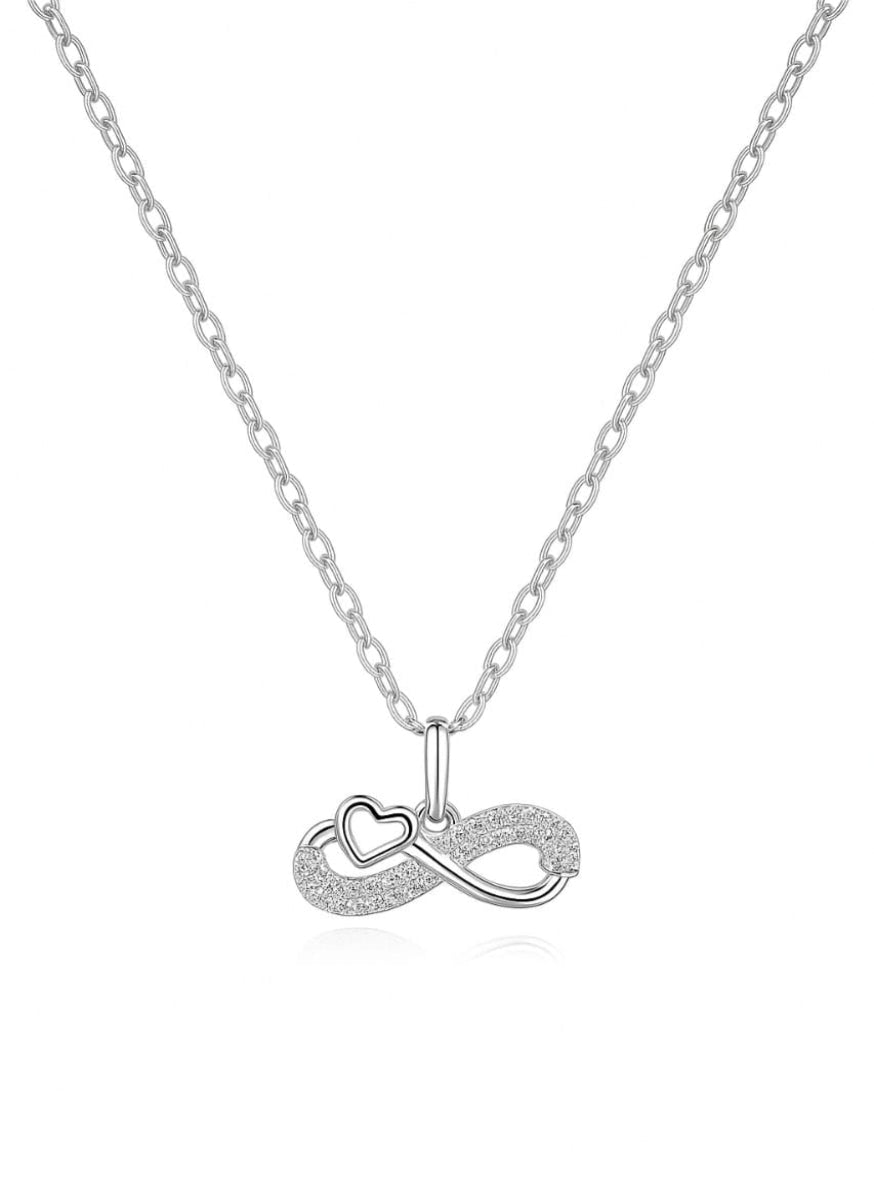 925 Sterling Silver Infinity Heart Necklace with CZ Accents