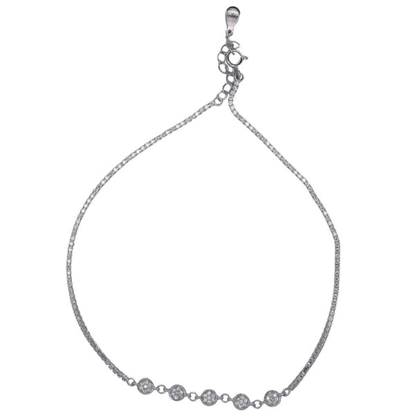 925 Silver & Rose Gold Plated CZ Bezel Anklet – Minimalist Adjustable Tennis Style Foot Bracelet (single)