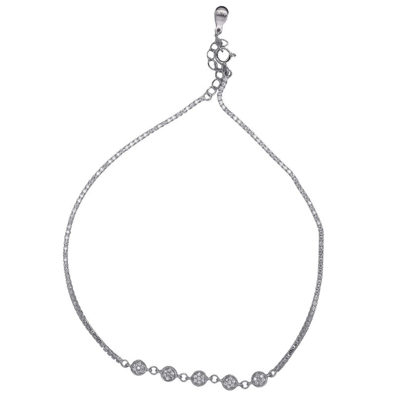 925 Silver & Rose Gold Plated CZ Bezel Anklet – Minimalist Adjustable Tennis Style Foot Bracelet (single)