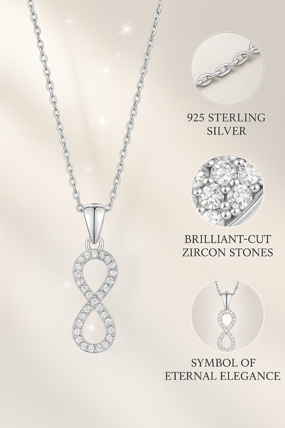 925 Sterling Silver Infinity Pendant Necklace with CZ Stones