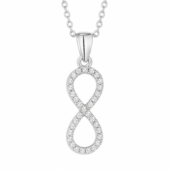 925 Sterling Silver Infinity Pendant Necklace with CZ Stones