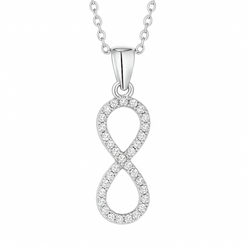 925 Sterling Silver Infinity Pendant Necklace with CZ Stones