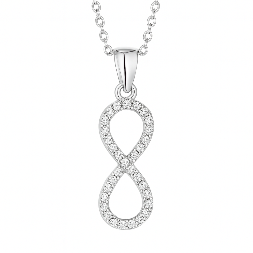 925 Sterling Silver Infinity Pendant Necklace with CZ Stones