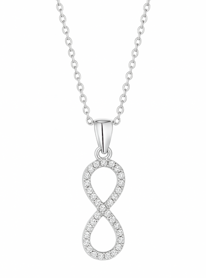 925 Sterling Silver Infinity Pendant Necklace with CZ Stones