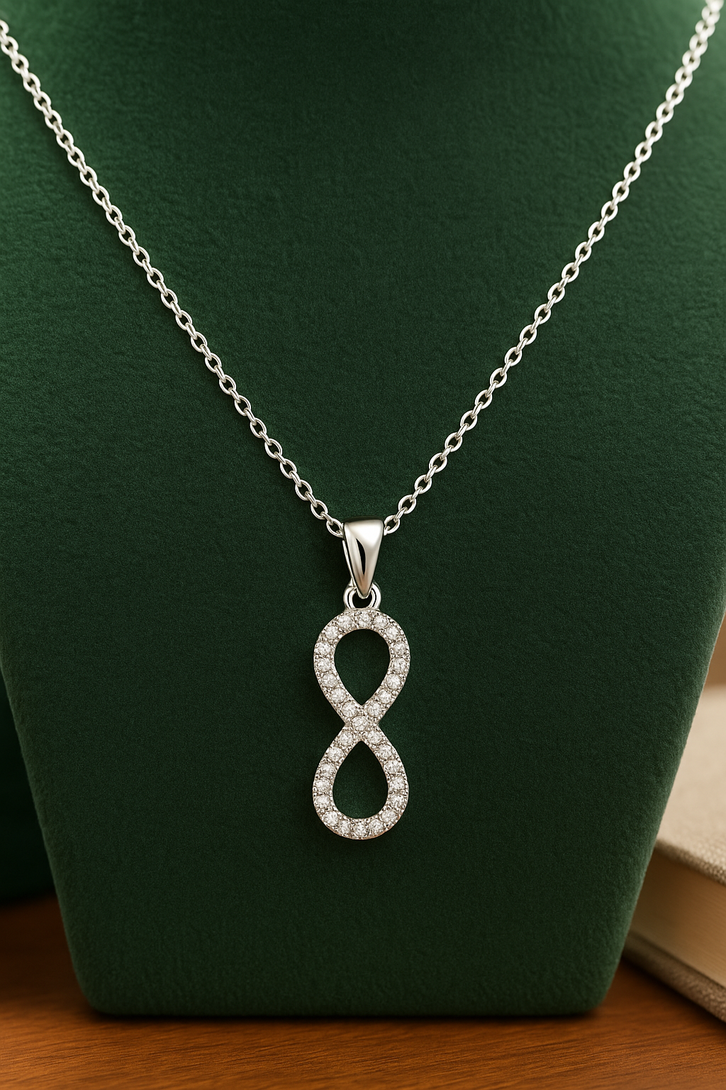 925 Sterling Silver Infinity Pendant Necklace with CZ Stones